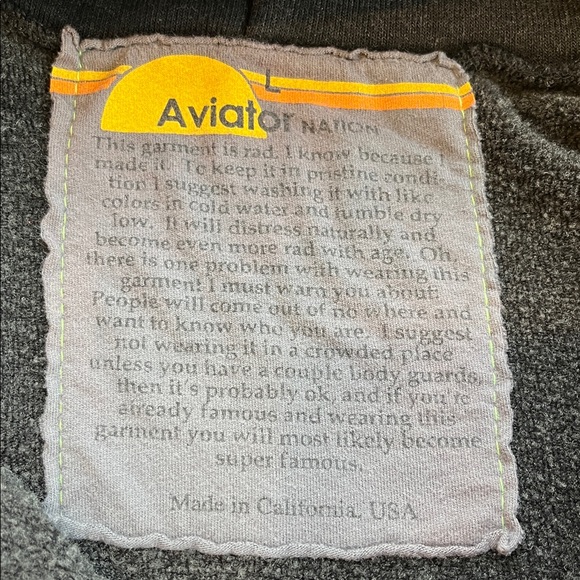 Aviator Nation charcoal grey zip front  Hoodie with lightening rainbow size L - Picture 7 of 11